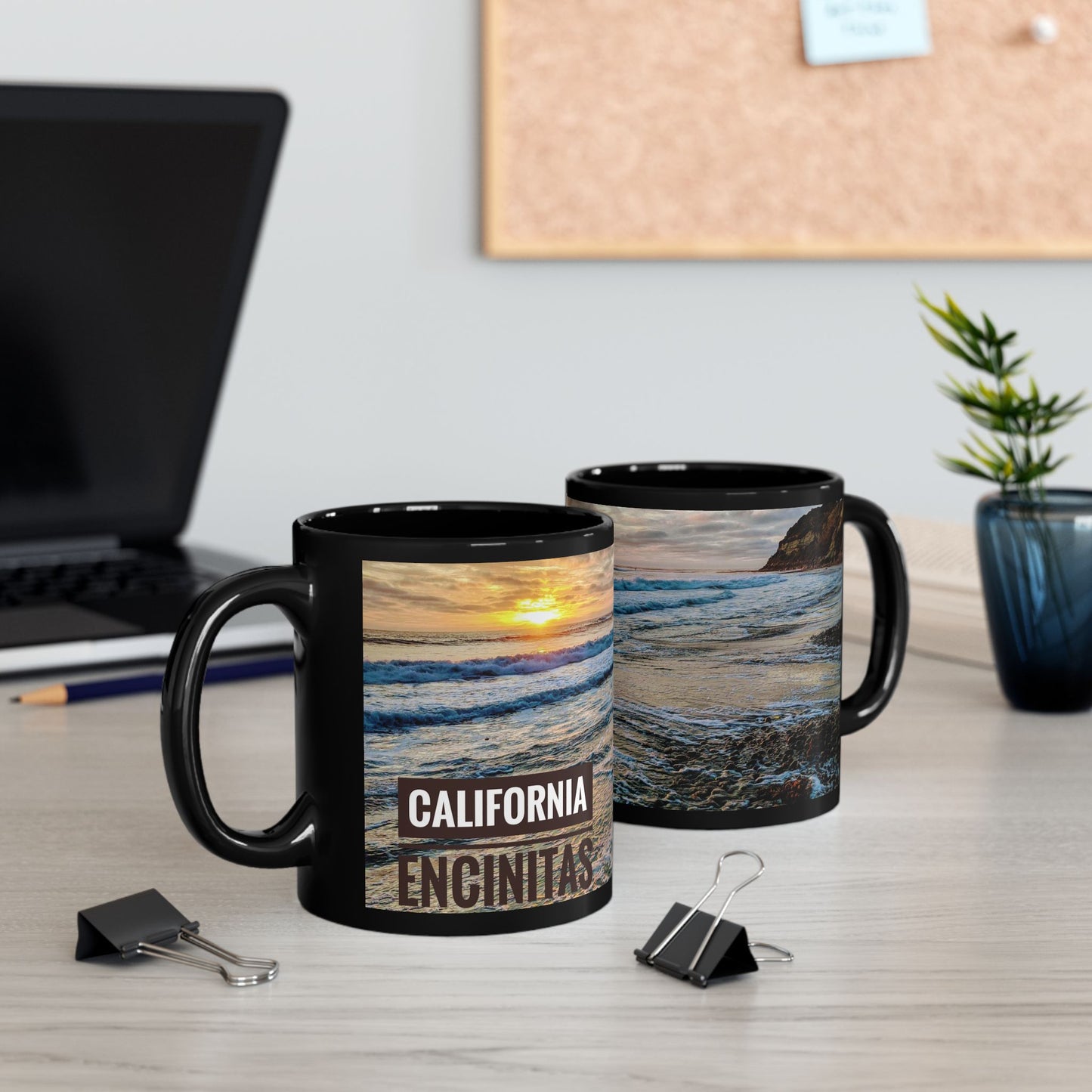 Swamis Vibe Encinitas California JSE Designs #4. Xcorps Films Swamis Vibe Ceramic Mug Serene Ocean Sunset Mug, Ideal for Beach Lovers, Great Gift for Birthdays, Holidays, Coffee & Tea Enthusiasts, Relaxing Vibes