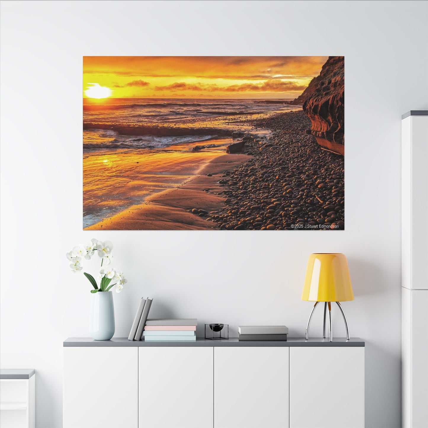 Swamis Vibe Encinitas California JSE Photograph #308 Swamis Reef Sunset Beach Canvas Art, Stretched Wall Decor, Coastal Home Decor, Ocean Sunset Artwork, Beach Lover Gift