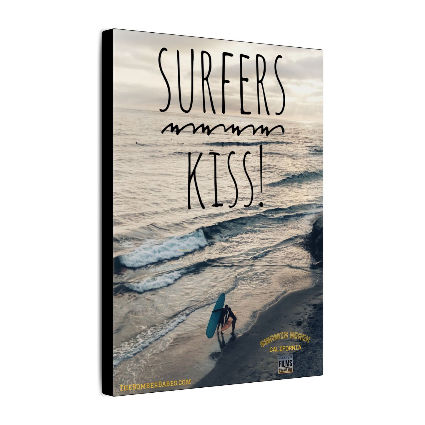 Swamis Vibe Encinitas California JSE Photograph #217 Surfers Kiss Ocean-Inspired Canvas Wall Art, Surf Decor, Beach Lover Gift, Coastal Home Decor, Matt Box Canvas