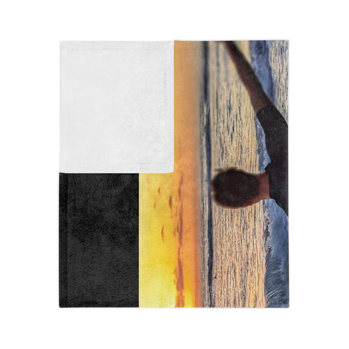 Swamis Vibe Encinitas California JSE Designs Surfer Sunset Blanket #1. Microfiber Blanket - Swamis Vibe Surfing Beach Design