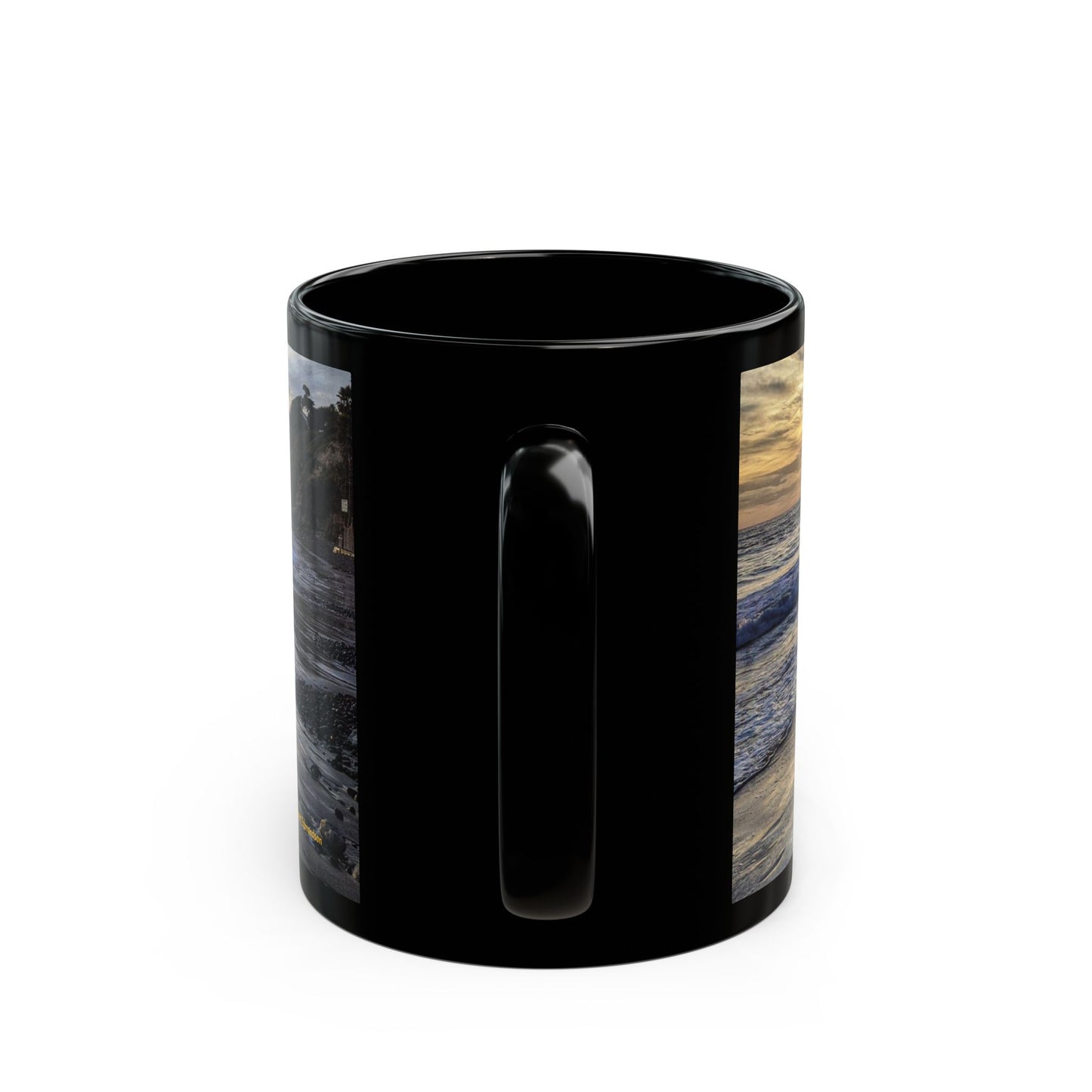 Swamis Vibe Encinitas California JSE Designs #8 Swamis Sunset Surf Couple Ceramic Mug Surf Park Black Mug | Ocean Sunset Coffee Cup, Beach Lover Gift, Surfing Theme Mug, Unique Drinkware for Home or Office