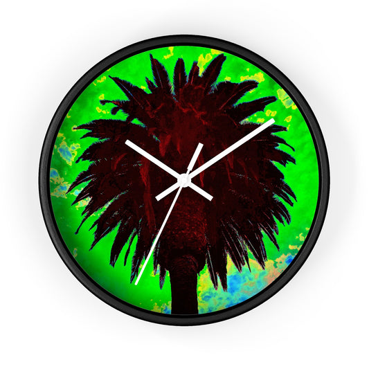 Swamis Vibe Encinitas California JSE Designs Swamis Surfing Sunset Wall Clock #5. Queen Palm Tropical Palm Wall Clock, Colorful Home Decor, Beach Vibes, Unique Gift for Nature Lovers, Boho Style