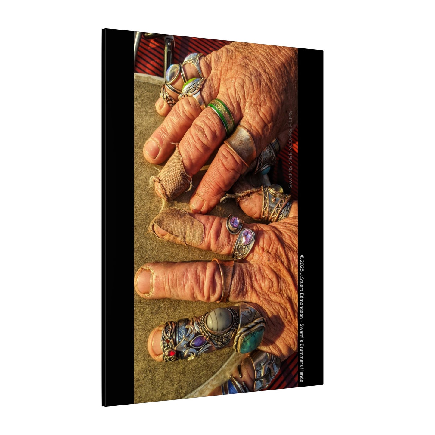 Swamis Vibe Encinitas California JSE Photograph #1253 Swamis Drummer Hands Artistic Canvas Wall Art, Bohemian Home Decor, Unique Gift for Art Lovers, Vibrant Pop Culture Design, Studio Display