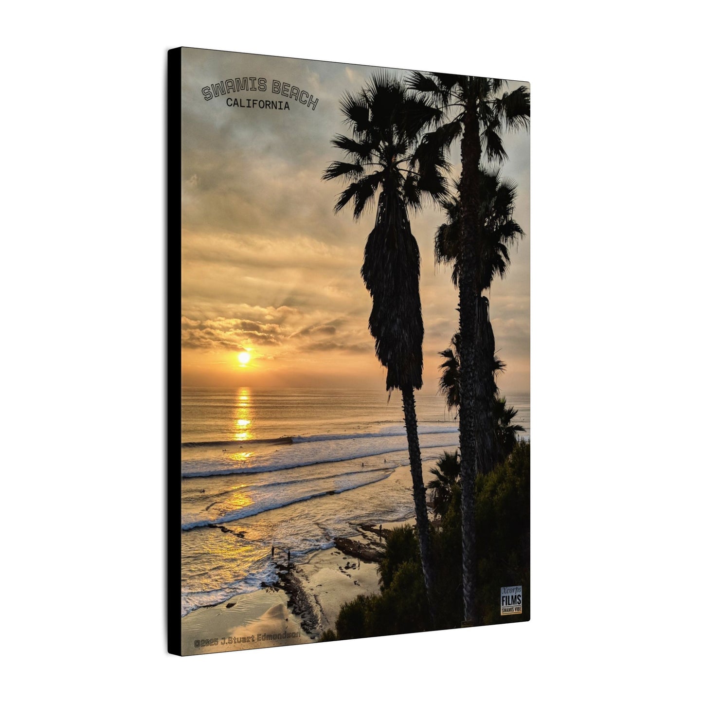 Swamis Vibe Encinitas California JSE Photograph #259 Swamis Winter Sunset Canvas Wall Art, Coastal Home Decor, Beach Vibes, Room Aesthetic, California Sunset, Gift for Ocean Lovers