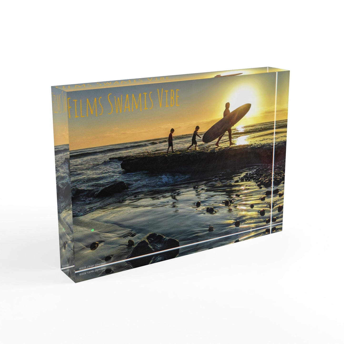 Swamis Vibe Surf and Sunsets 3D Photo Blocks Sunset Photo Block, Home Decor, Beach Vibes, Gift for Surfers, Coastal Wall Art