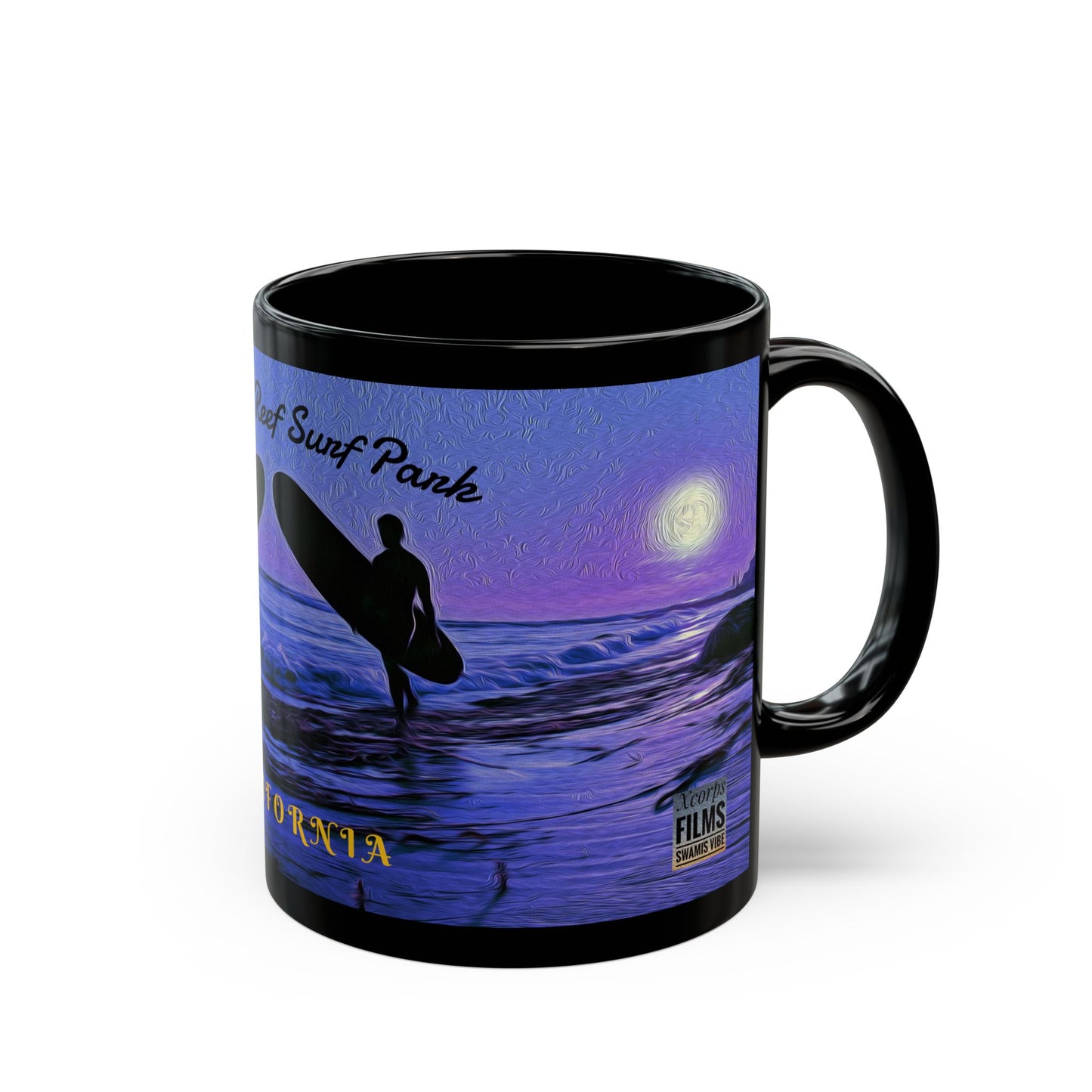 Swamis Vibe Encinitas California JSE Designs #7. Swamis Vibe Purple Surfer Ceramic Mug Surf's Up Black Mug, Swami's Reef Surf Park Coffee Cup, Ocean Lover Gift, Beach House Decor, California Surfing Mug, Adventure Drinkware