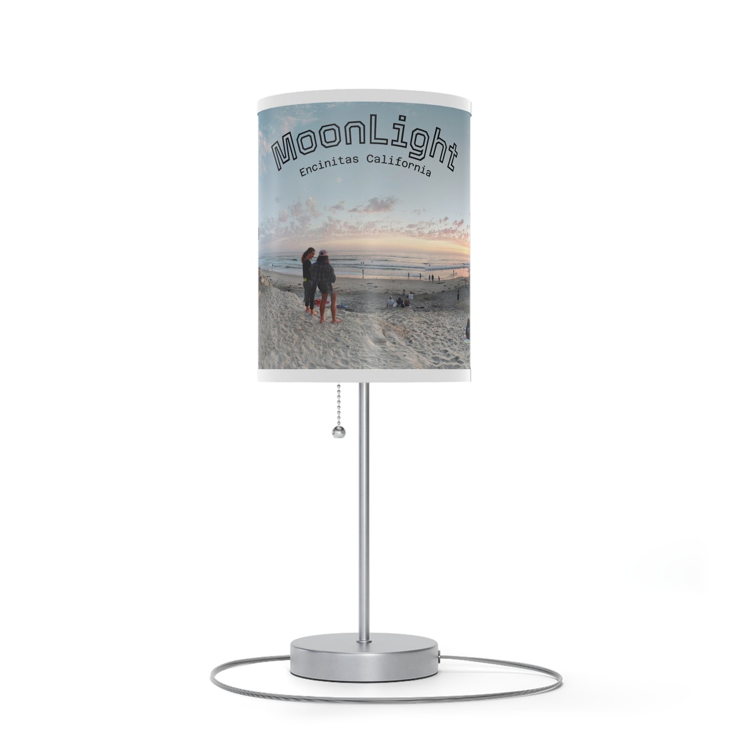 Swamis Vibe MoonLight Beach Table Desk Lamp #402 Featuring Panorama Moonlight Beach Lifeguard Station Sunset