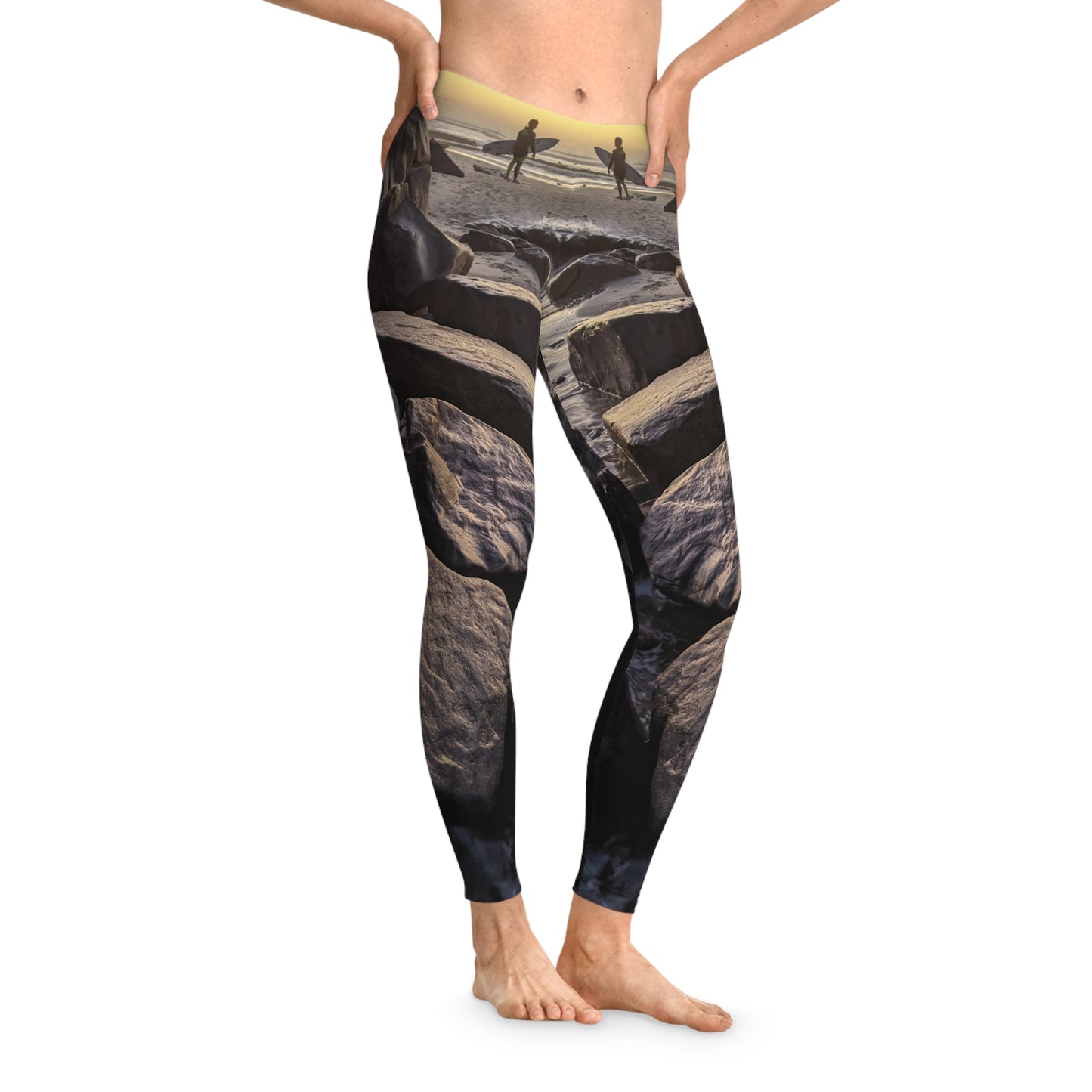 Swamis Vibe Encinitas California JSE Designs Surfers Leggings #2. Cozy Outdoor Leggings - Nature Inspired Stretchy Leggings, Yoga Pants, Fitness Apparel, Activewear, Gift for Nature Lovers