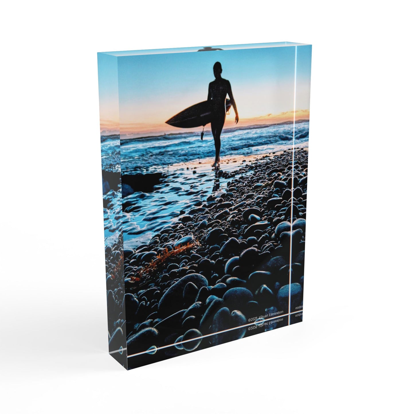 Swamis Vibe Surf and Sunsets 3D Photo Blocks BLUE Alien Surfer Beach Photo Block | Home Decor, Coastal Vibes, Gift for Surfing Enthusiasts, Wall Art, Personalized Keepsake