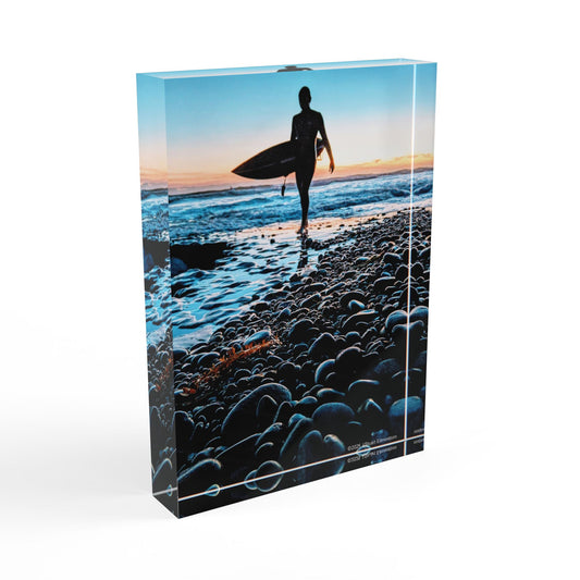 Swamis Vibe Surf and Sunsets 3D Photo Blocks BLUE Alien Surfer Beach Photo Block | Home Decor, Coastal Vibes, Gift for Surfing Enthusiasts, Wall Art, Personalized Keepsake