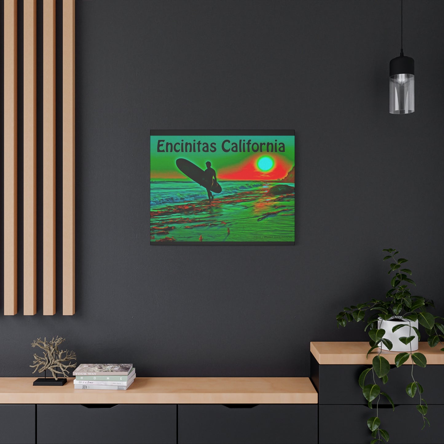 Encinitas California Surf Canvas Art | Coastal Wall Decor, Beach House Gift, Seaside Home Decor, California Art, Surfer Print