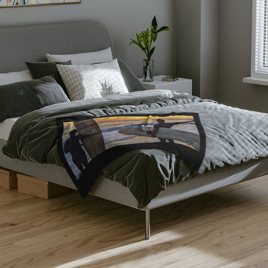 Swamis Vibe Encinitas California JSE Designs Surfer Sunset Blanket #1. Microfiber Blanket - Swamis Vibe Surfing Beach Design