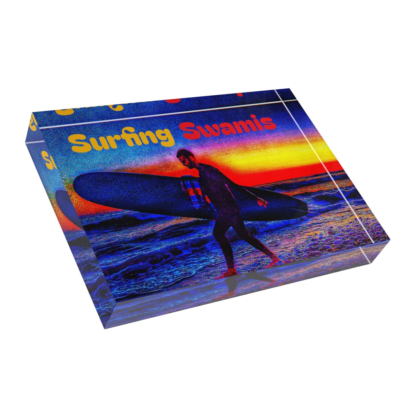 Swamis Vibe Surf and Sunsets 3D Photo Blocks - Surfing Swamis Colorful Surfer Photo Block