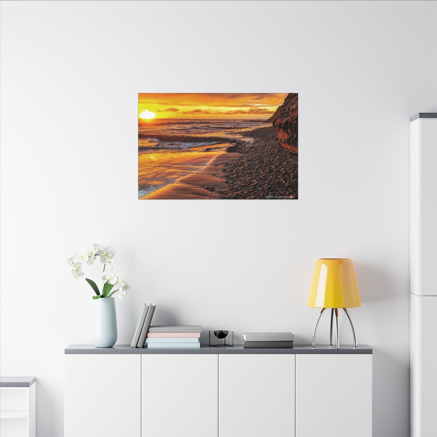 Swamis Vibe Encinitas California JSE Photograph #308 Swamis Reef Sunset Beach Canvas Art, Stretched Wall Decor, Coastal Home Decor, Ocean Sunset Artwork, Beach Lover Gift