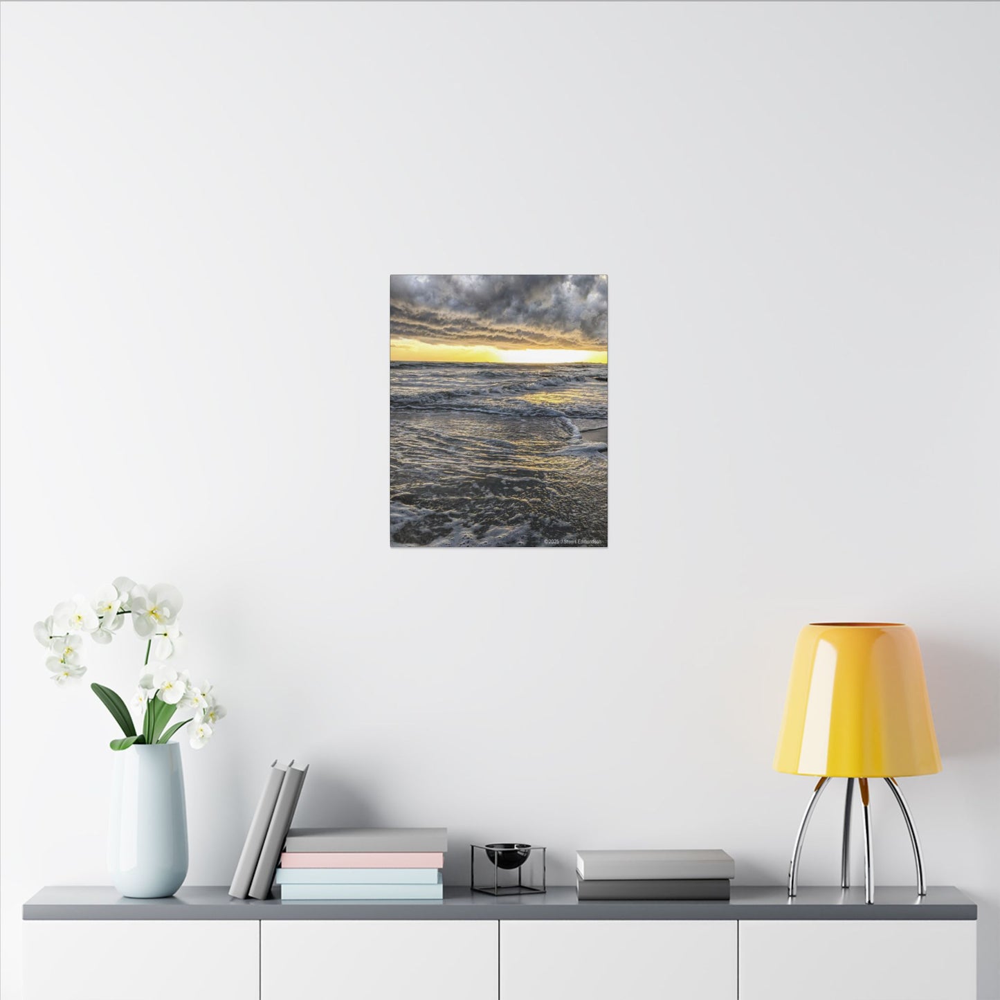 Swamis Vibe Encinitas California JSE Photograph #407 Sunset Stormy Stretched Canvas Art, Beach Sunset Wall Decor, Coastal Home Decor, Seascape Print, Gift for Ocean Lovers