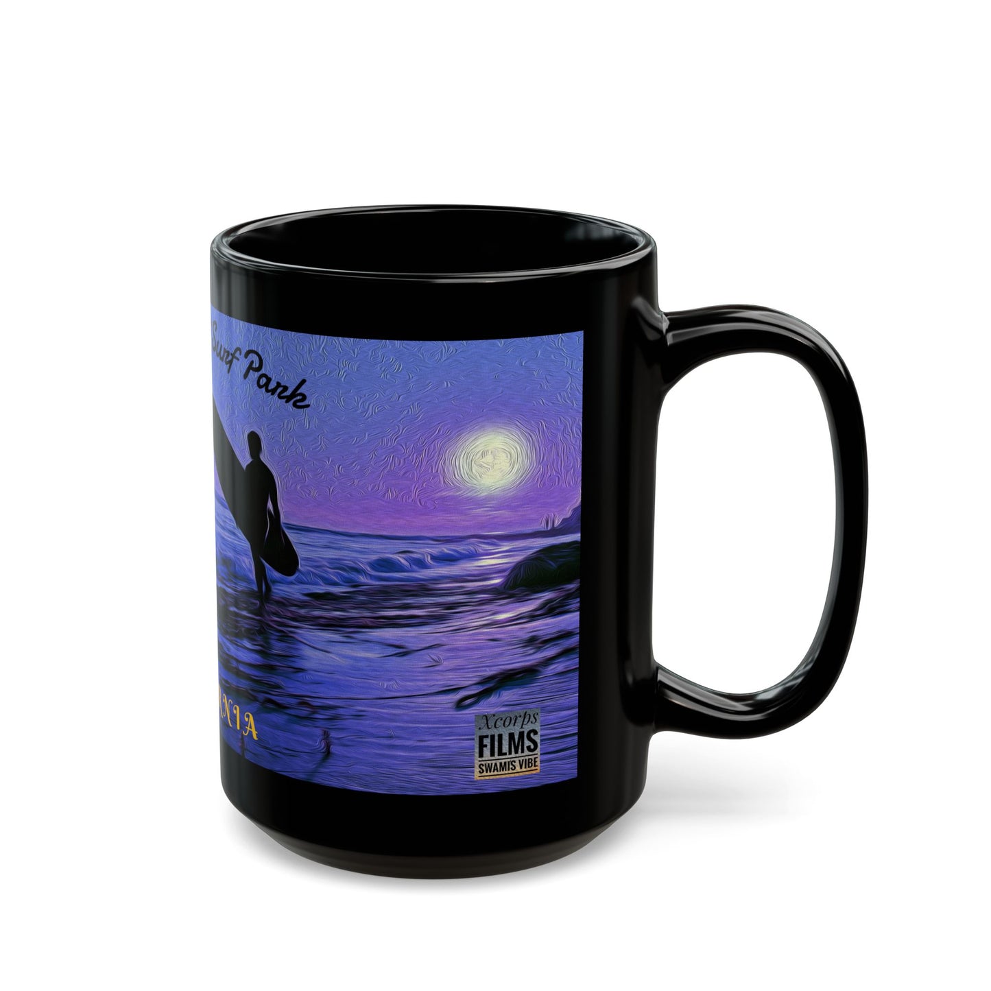 Swamis Vibe Encinitas California JSE Designs #7. Swamis Vibe Purple Surfer Ceramic Mug Surf's Up Black Mug, Swami's Reef Surf Park Coffee Cup, Ocean Lover Gift, Beach House Decor, California Surfing Mug, Adventure Drinkware