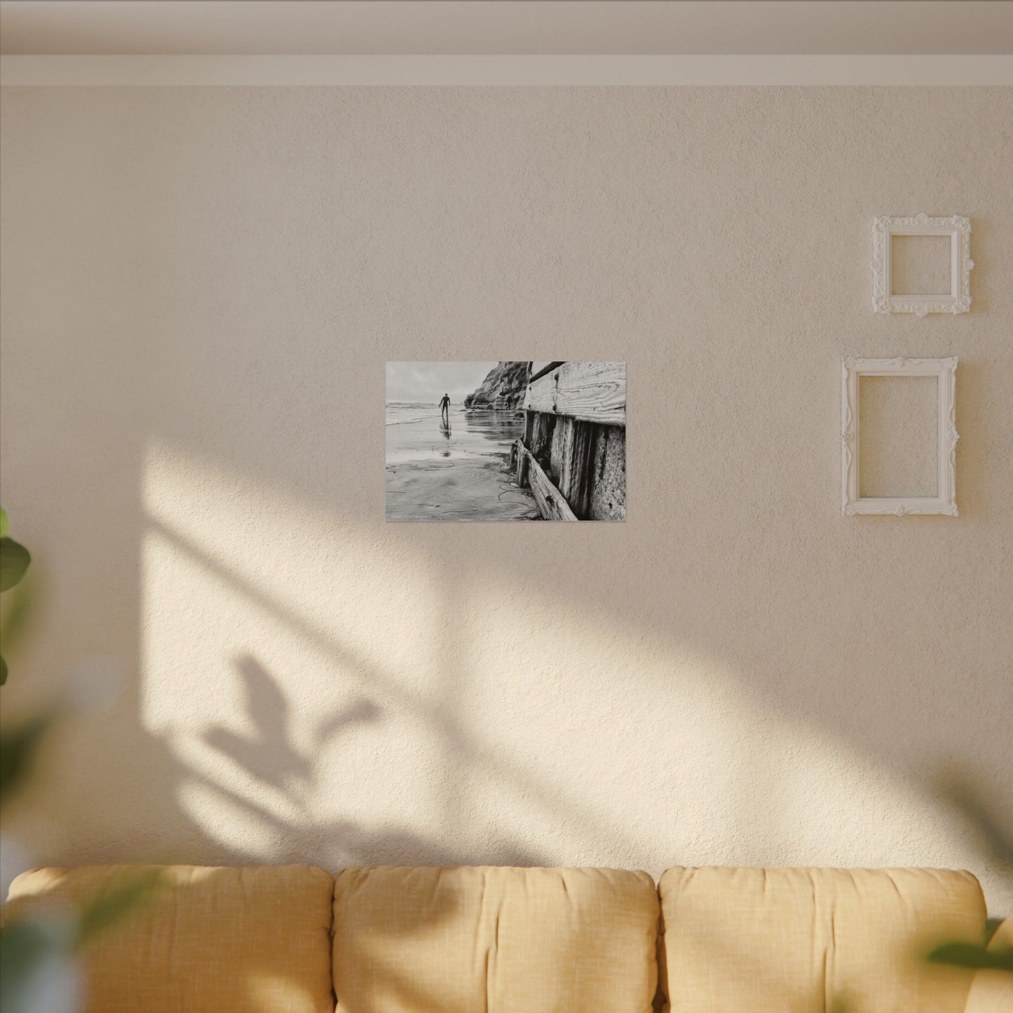 Swamis Vibe Encinitas California JSE Photograph #1221 Surfer on Swamis Beach BW Surfing Wall Art Print, Black and White Coastal Decor, Beach Lover Gift, Home Office Artwork, Surfer Canvas