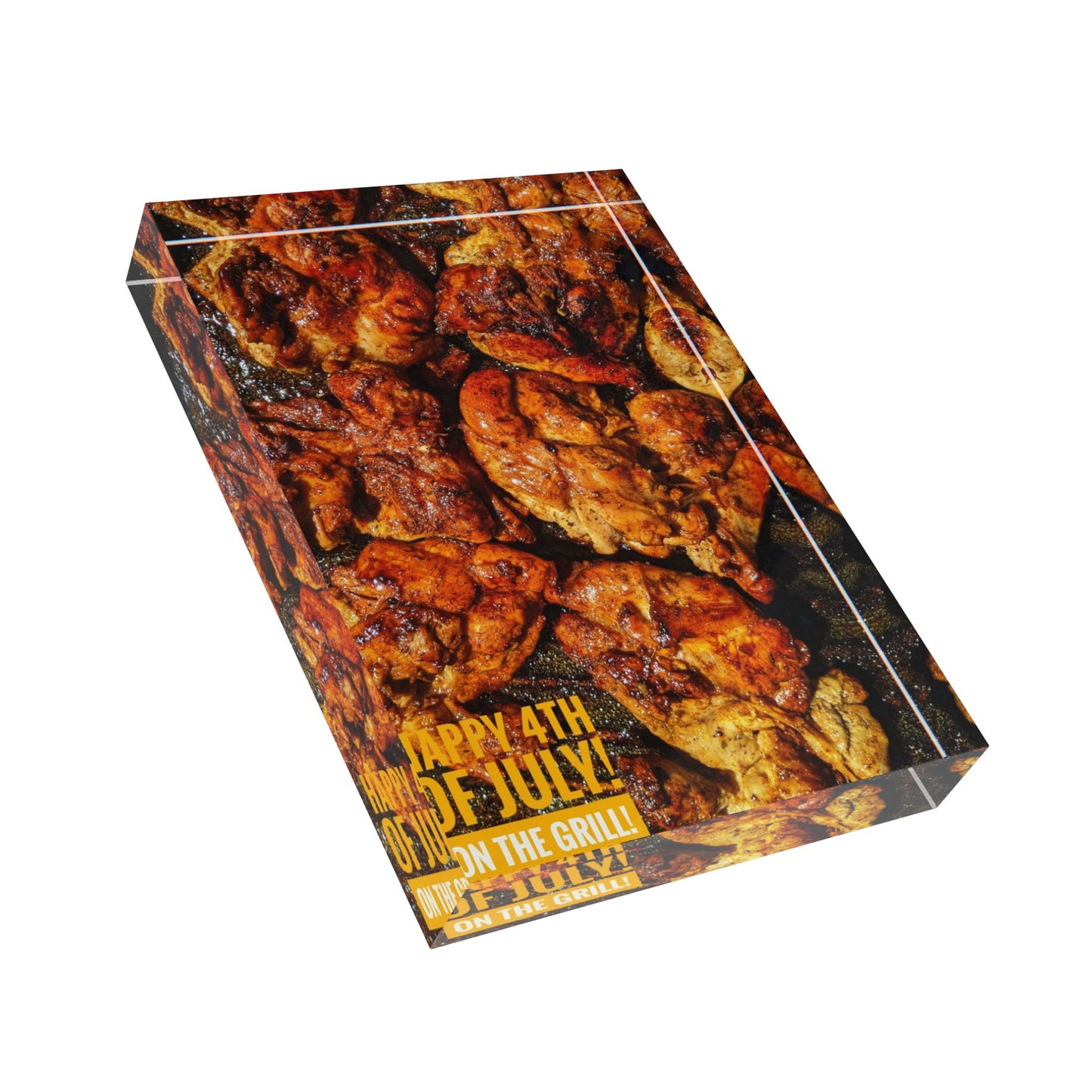 Swamis Vibe Surf and Sunsets Gallery Presents Happy 4th Of July BBQ Grill Photo Block 4th of July Photo Block, Decorative BBQ Display, Holiday Decor, Red White and Blue, Grilling Gift, Patriotic Kitchen Art