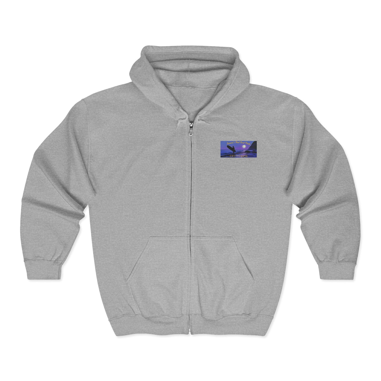 Swamis Vibe Encinitas California JSE Designs custom Hoodie #2 Swamis Beach Vibe California Unisex Full Zip Hoodie with Serene Sky Design, Cozy Sweatshirt, Perfect for Relaxing, Gifting, Everyday Wear, Best for Autumn and Winter
