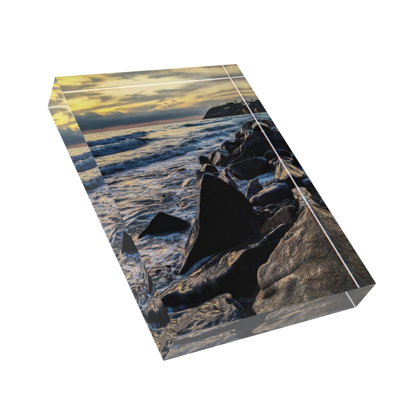 Swamis Vibe Surf and Sunsets Swamis Beach and The Melted Rocks Scenic Photo Block, Ocean Wall Art, Beach Decor for Home, Coastal Gift, Photography Display