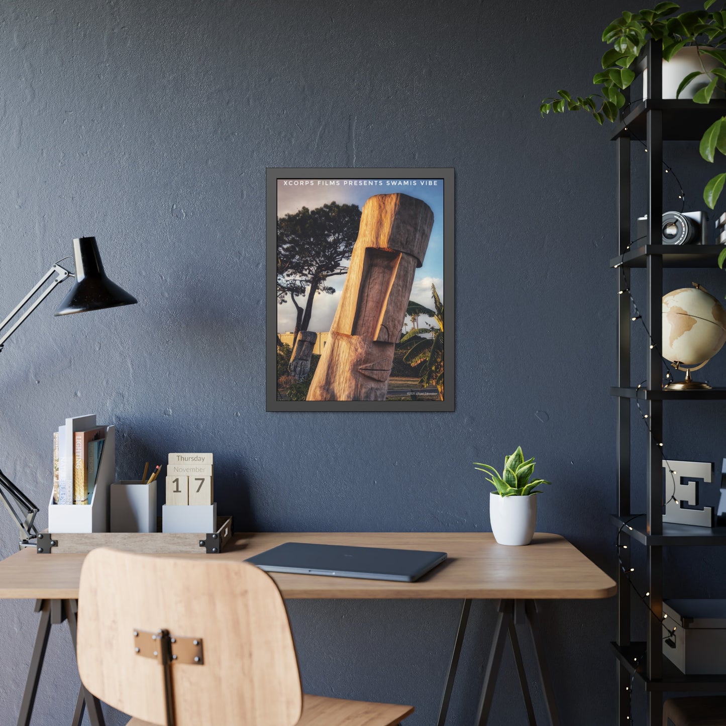 Swamis Vibe Surf and Sunsets Swamis Surf Park Tiki Heads Artistic Framed Posters Home Decor for Nature Lovers, Wall Art