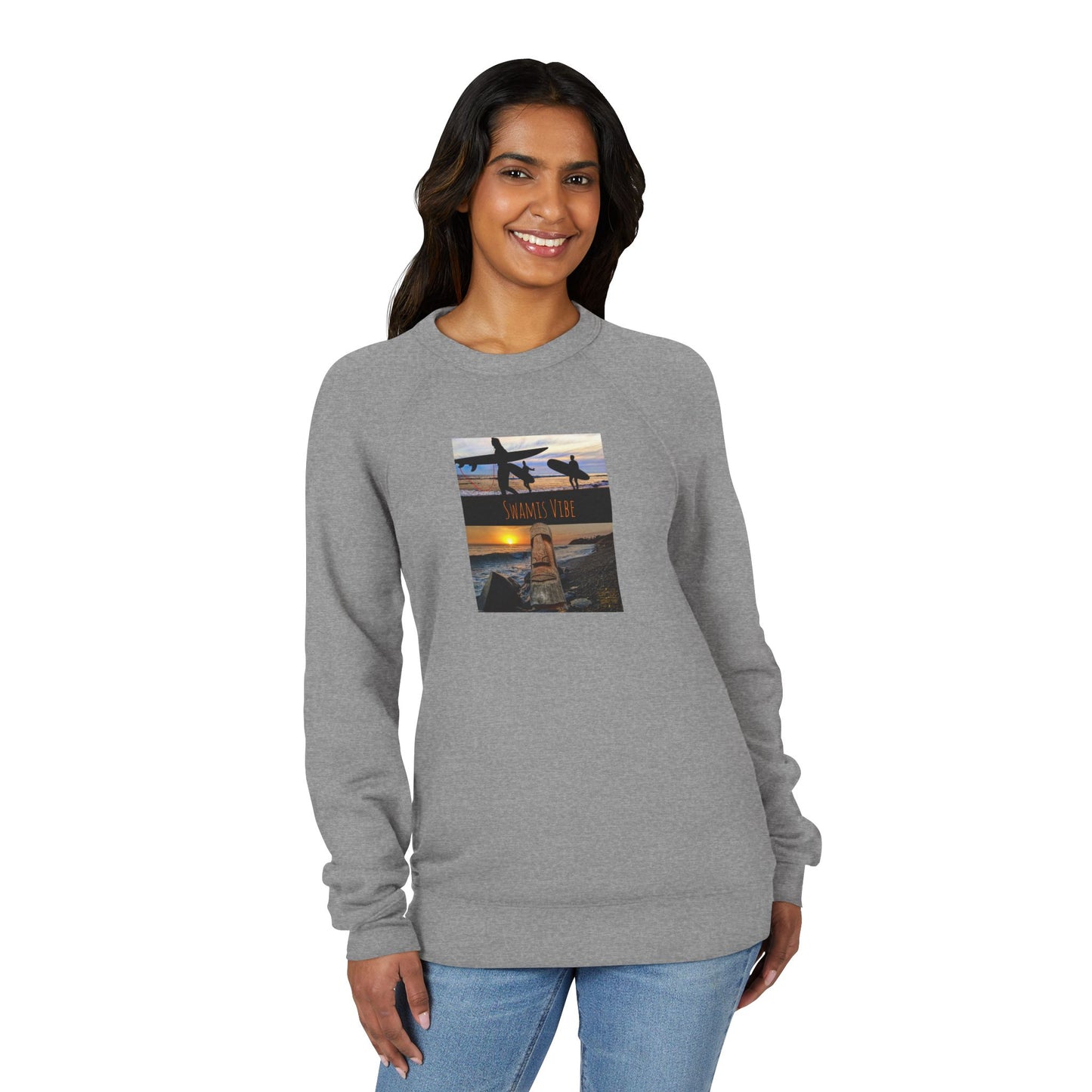 Swamis Vibe Raglan Unisex Sweatshirt — Encinitas Surf Sunset Crew