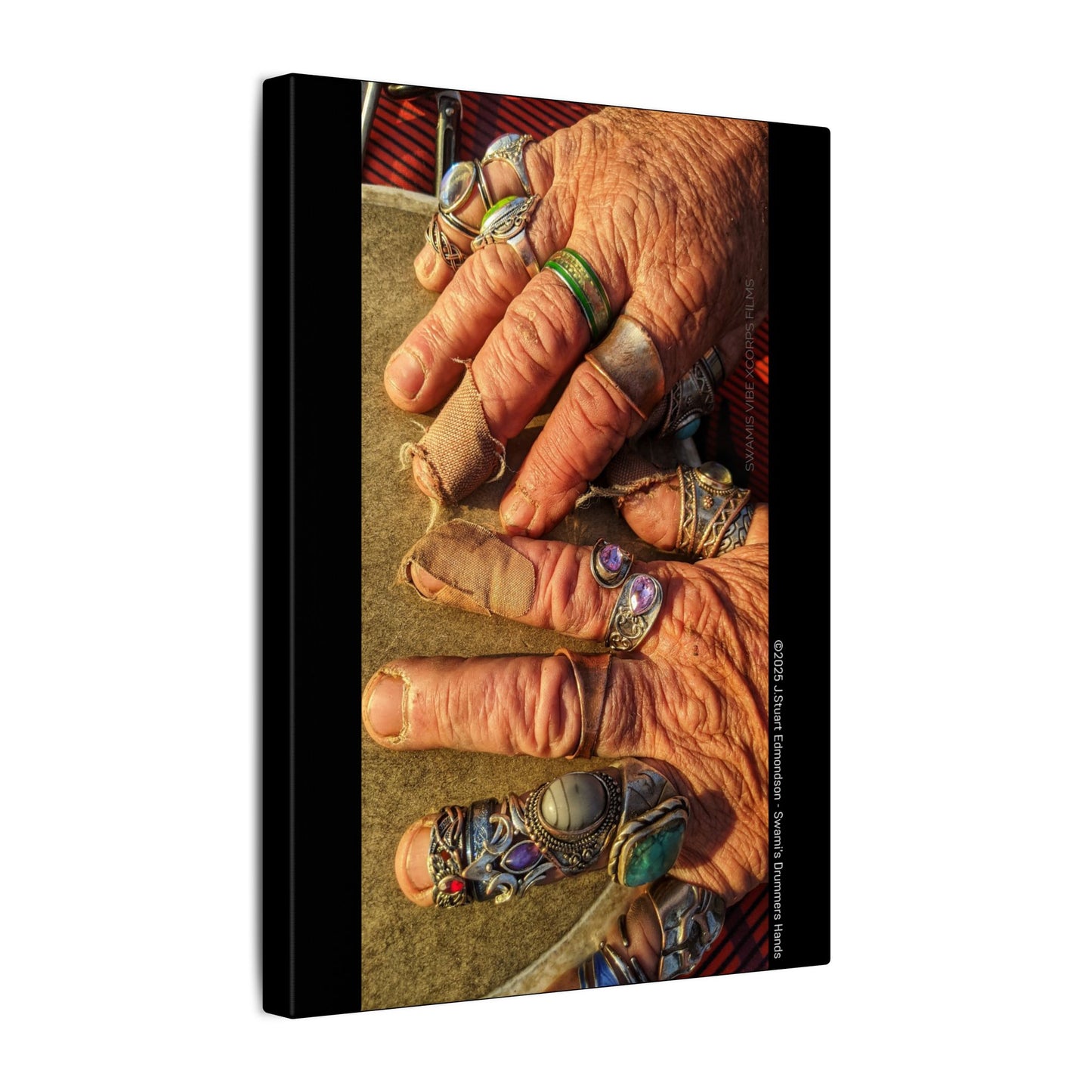 Swamis Vibe Encinitas California JSE Photograph #1253 Swamis Drummer Hands Artistic Canvas Wall Art, Bohemian Home Decor, Unique Gift for Art Lovers, Vibrant Pop Culture Design, Studio Display