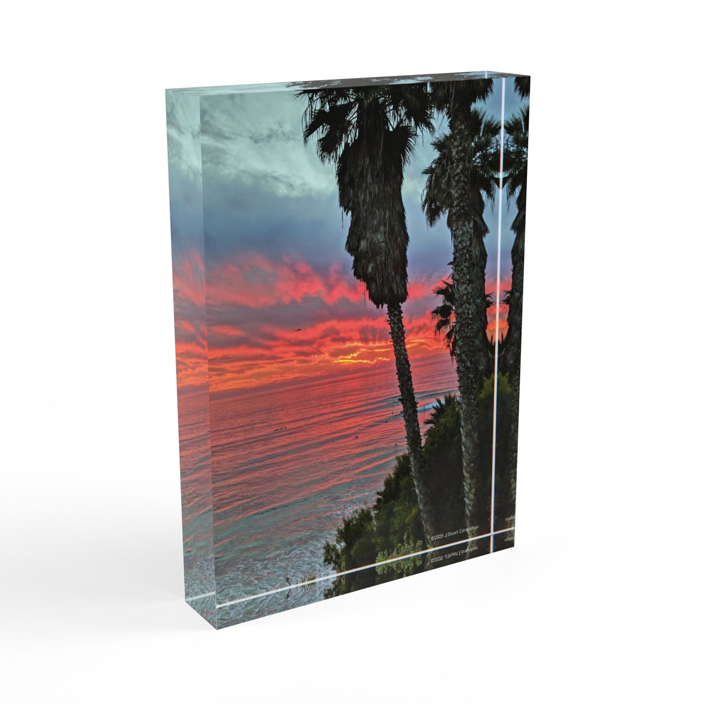 Swamis Vibe Surf and Sunsets Swamis Palm Tree Sunset #8. Sunset Palm Photo Block | Tropical Home Decor, Beach Wall Art, Gift for Nature Lovers, Photo Display, Summer Vibe