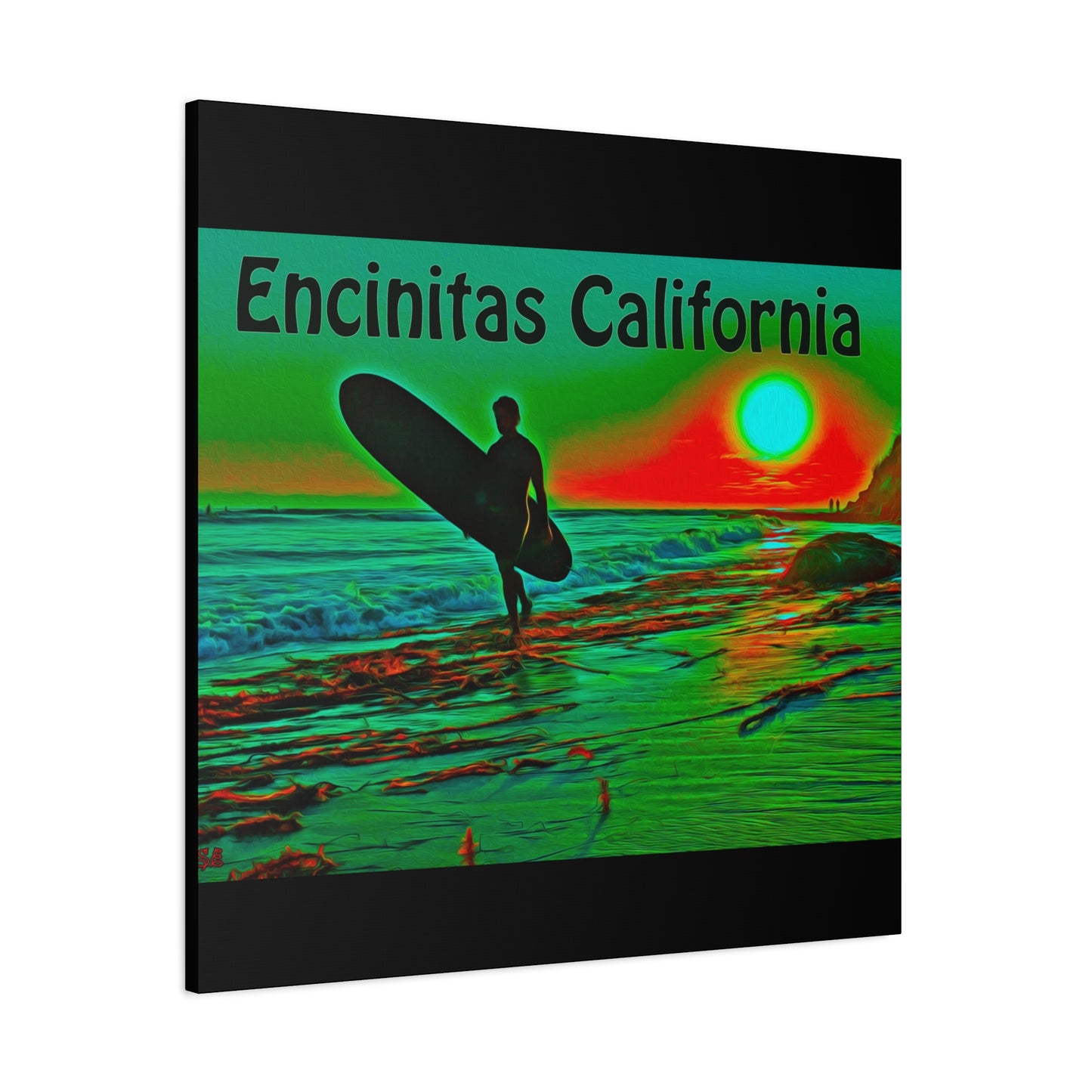 Encinitas California Surf Canvas Art | Coastal Wall Decor, Beach House Gift, Seaside Home Decor, California Art, Surfer Print