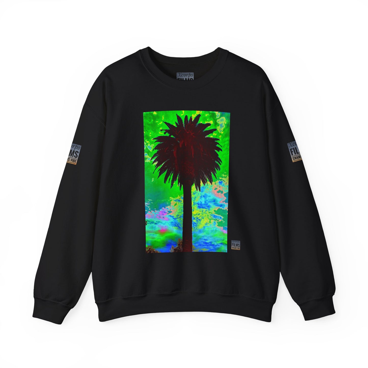 Palm Tree Surf Crewneck Sweatshirt - California Surfing Sunset JSE Surf Photo Designs #12525