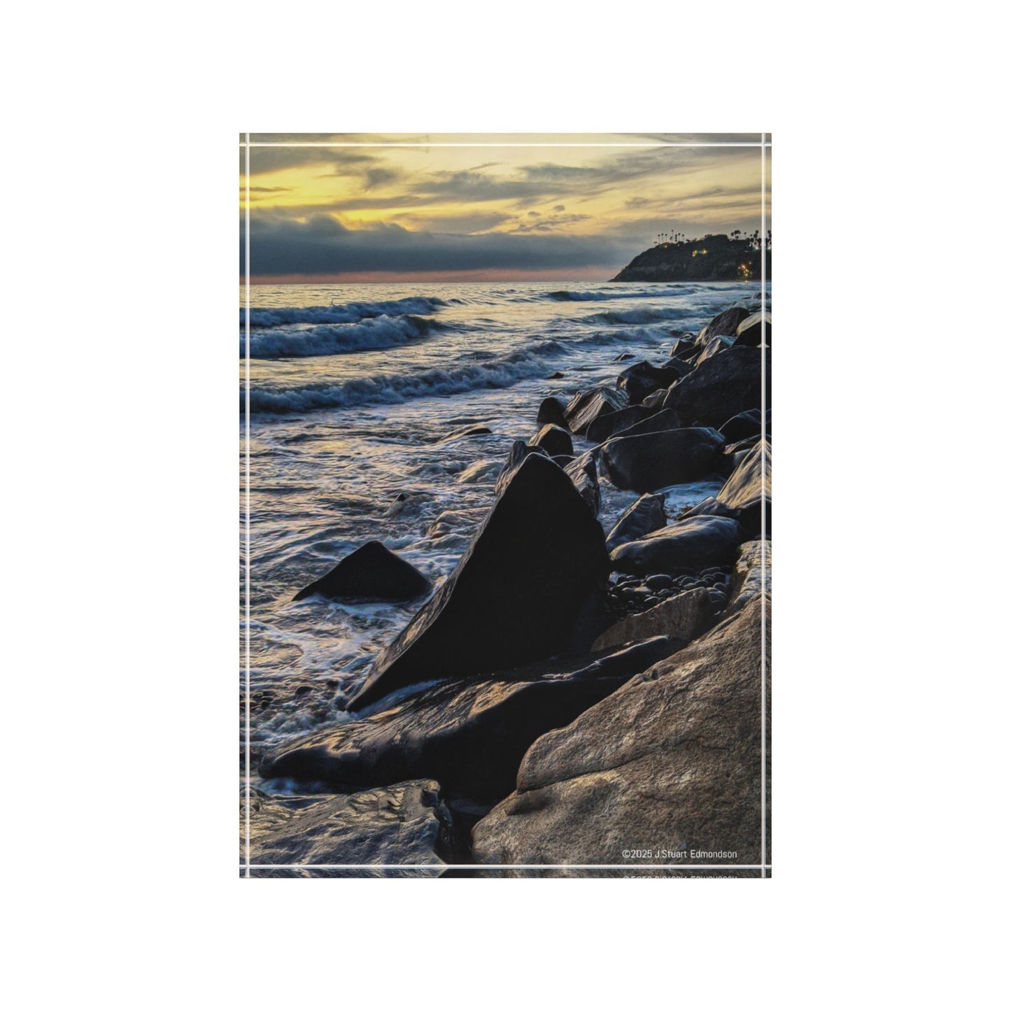 Swamis Vibe Surf and Sunsets Swamis Beach and The Melted Rocks Scenic Photo Block, Ocean Wall Art, Beach Decor for Home, Coastal Gift, Photography Display