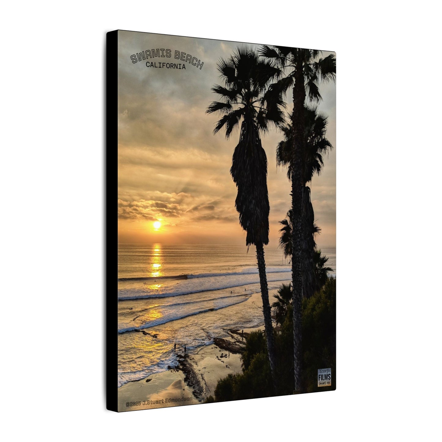 Swamis Vibe Encinitas California JSE Photograph #259 Swamis Winter Sunset Canvas Wall Art, Coastal Home Decor, Beach Vibes, Room Aesthetic, California Sunset, Gift for Ocean Lovers