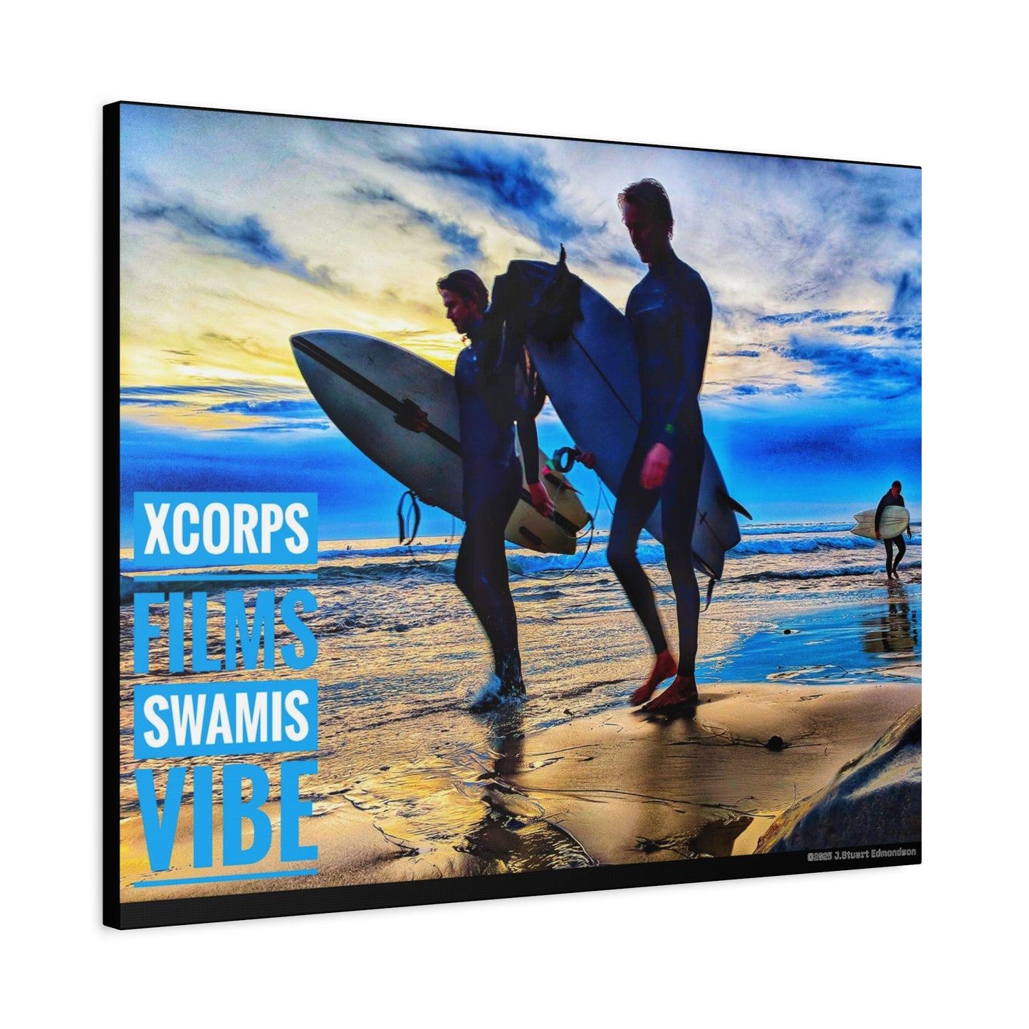 Swamis Vibe Encinitas California JSE Photograph #341 Blue Sunset Surfers Surfing Vibe Canvas Art, Beach Decor, Coastal Wall Art, Surfer Home Decor, Ocean Inspired Art, Summer Aesthetic