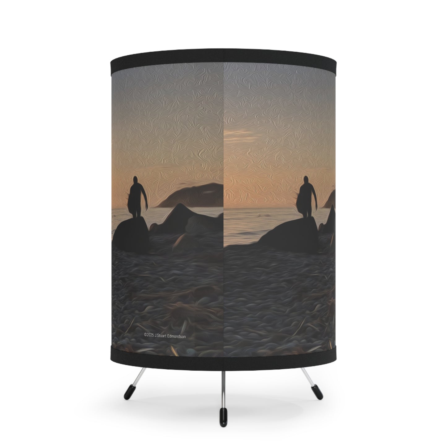 Swamis Vibe Surf and Sunsets Swamis Surf Beach Lamp #2. Tripod Surfing Lamp with High-Res Printed Shade, Coastal Decor, Home Lighting, Beach Aesthetic, Unique Gift for Surfers, California Style