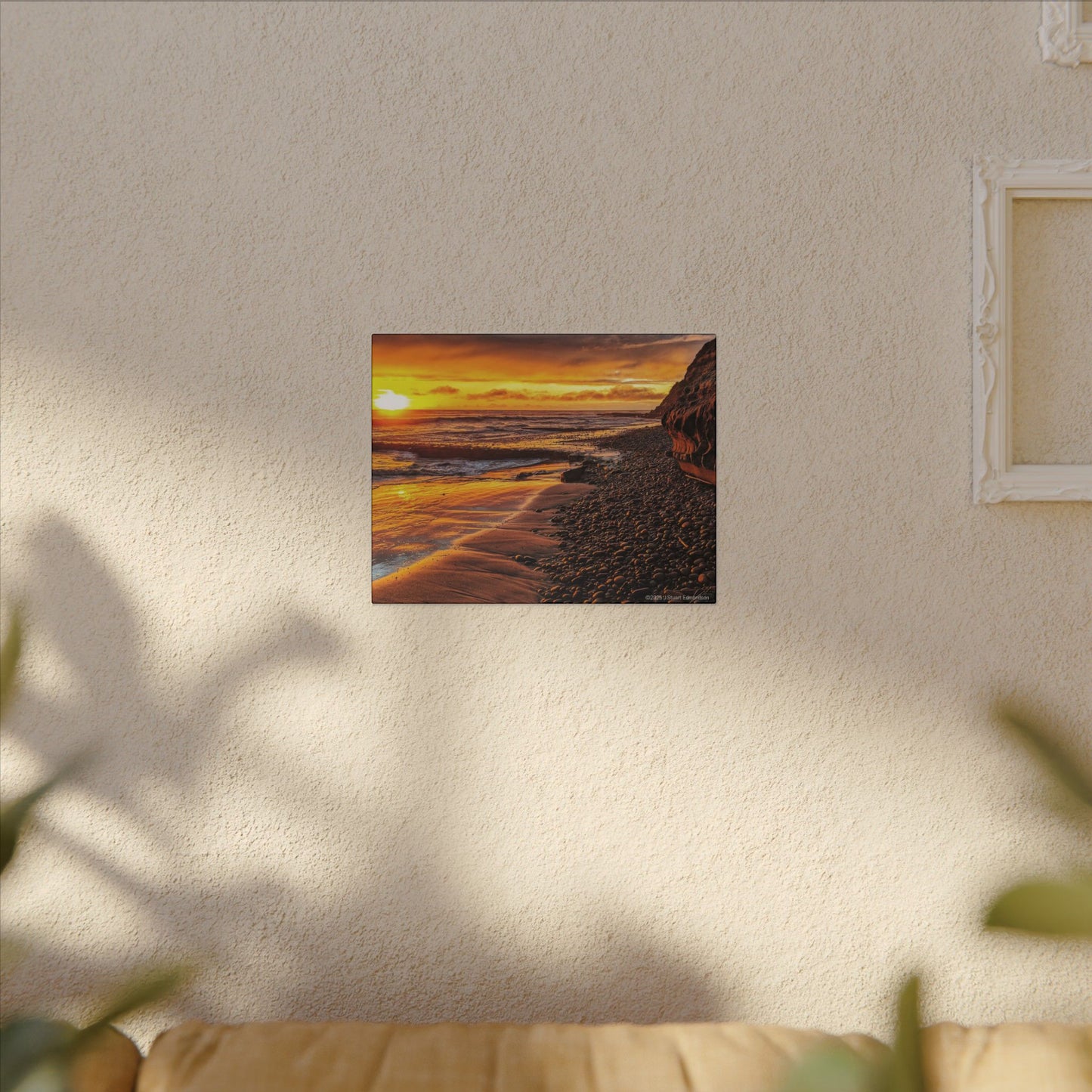 Swamis Vibe Encinitas California JSE Photograph #308 Swamis Reef Sunset Beach Canvas Art, Stretched Wall Decor, Coastal Home Decor, Ocean Sunset Artwork, Beach Lover Gift