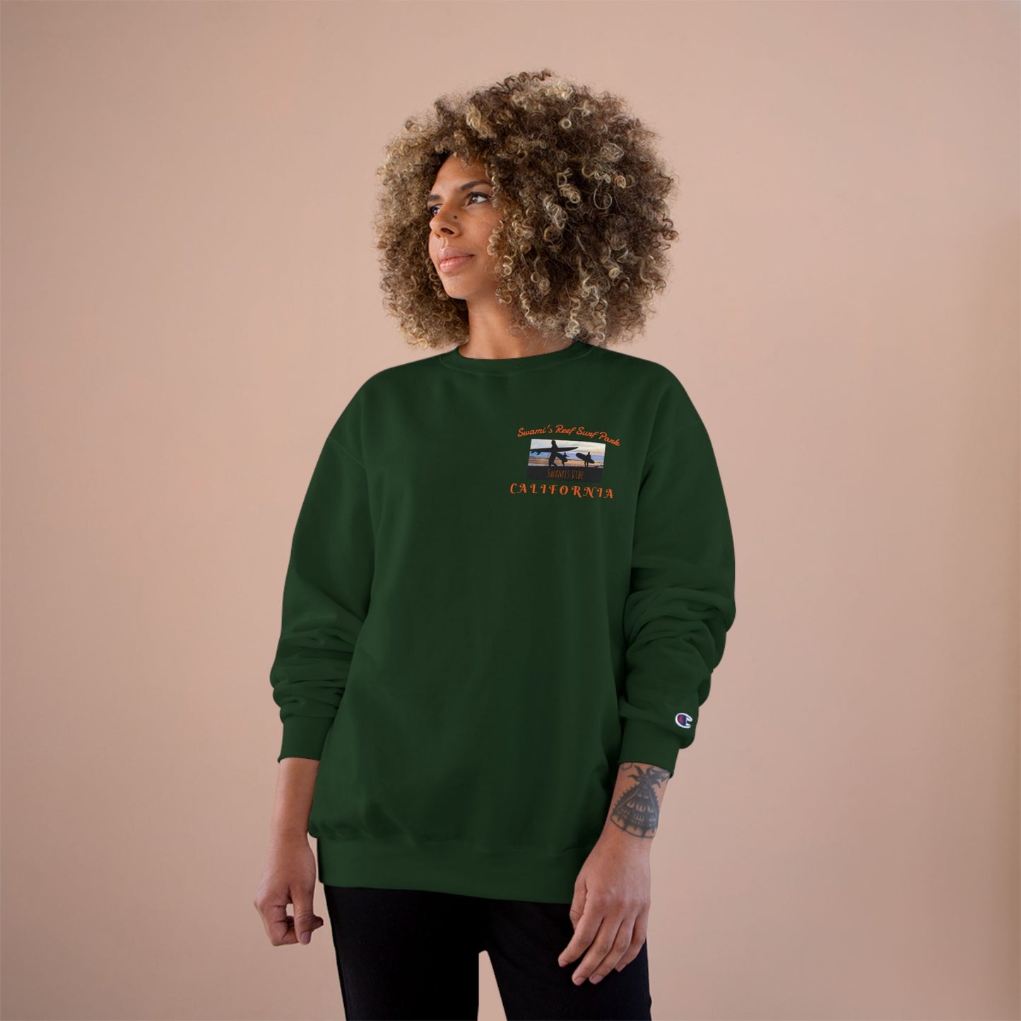 Swamis Vibe Encinitas California JSE Designs #1. Custom Designed Swamis Surf Park Crewneck Unisex Sweatshirt
