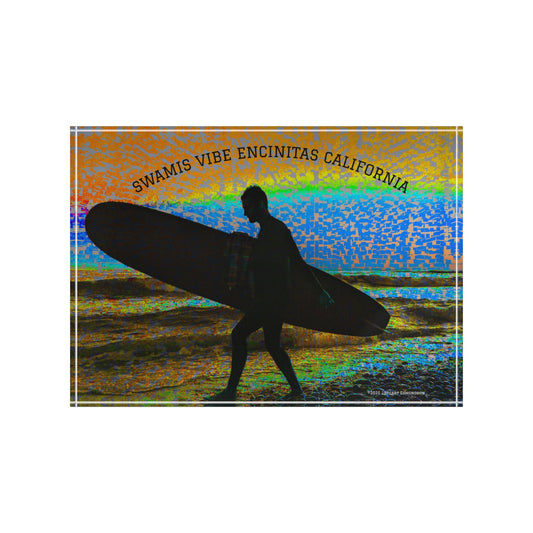 Swamis Vibe Surf and Sunsets Swamis Surfer Abstraction #3. Surf Vibe Photo Block – Coastal Decor, Beach House Gift, Home Accessory, Memory Display, Coastal Wall Art