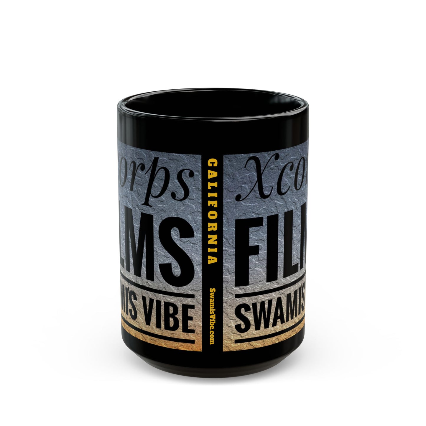 Swamis Vibe Encinitas California JSE Designs #1 Xcorps Films Swamis Vibe Ceramic Mug Swamis Vibe Black Coffee Mug - Stylish Ceramic Drinkware, Filmmaker Gift, Unique Home Decor, Ideal for Birthdays & Celebrations