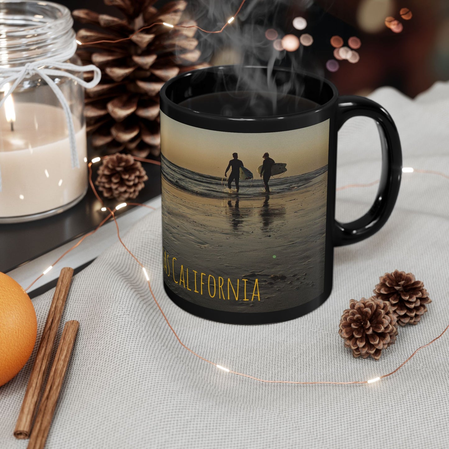 Swamis Vibe Encinitas California JSE Designs Swamis Vibe Ceramic Mug #2. Beach Vibes Coffee Mug - Encinitas California, Surfing Gift, Ocean Lover, Summer Memories, Travel Keepsake