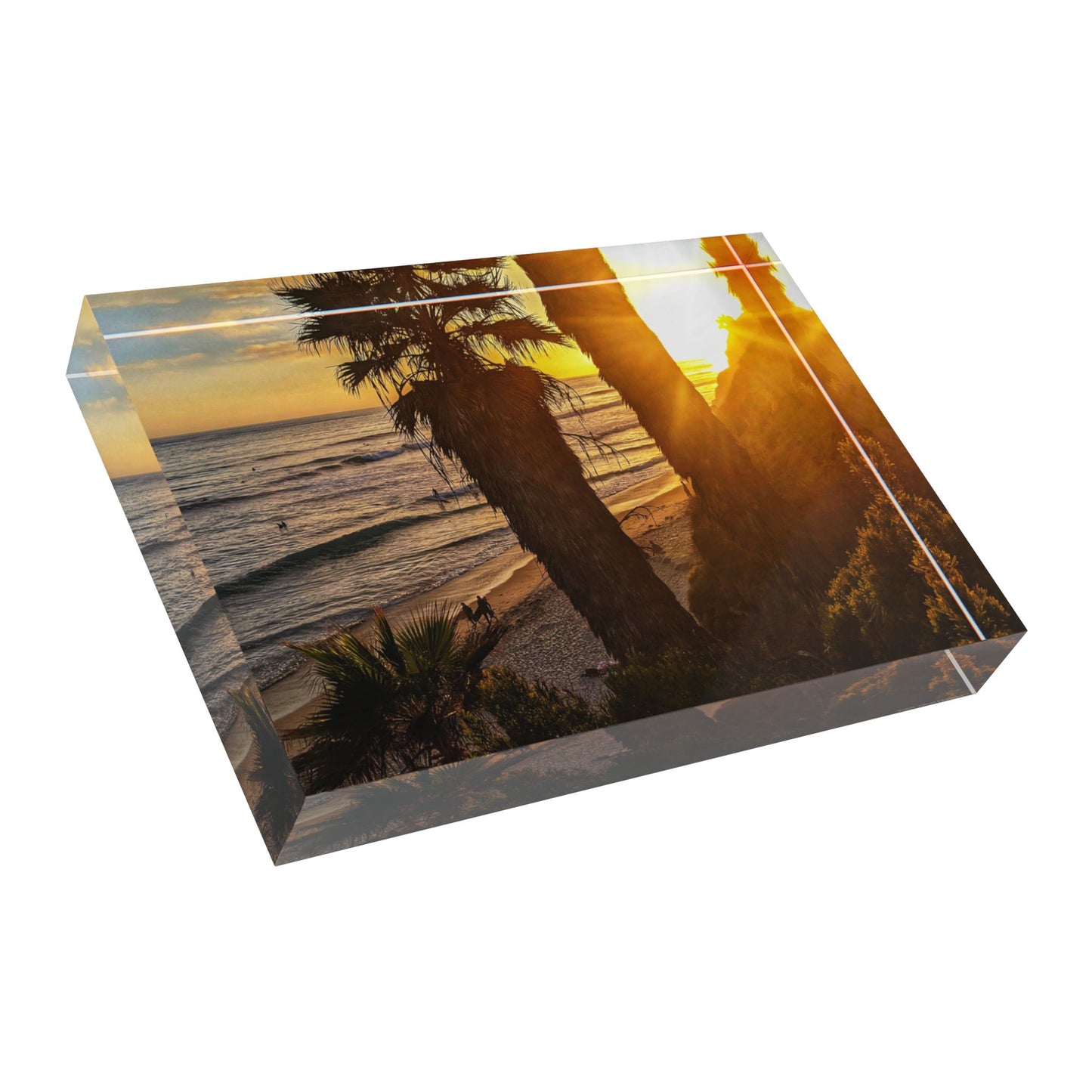 Swamis Vibe Surf and Sunsets Gallery Presents Swamis Viewpoint SUNSET 3D Photo Block Art, Beach Decor, Home Decoration, Gift for Her,