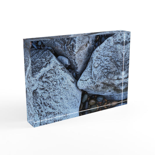 Swamis Vibe Surf and Sunsets Gallery Presents Melted Rock Abstractions #301 3D Photo Block Natural Stone Photo Block, Rustic Home Decor, Gift for Nature Lovers, Geologists, Elegant Display Piece