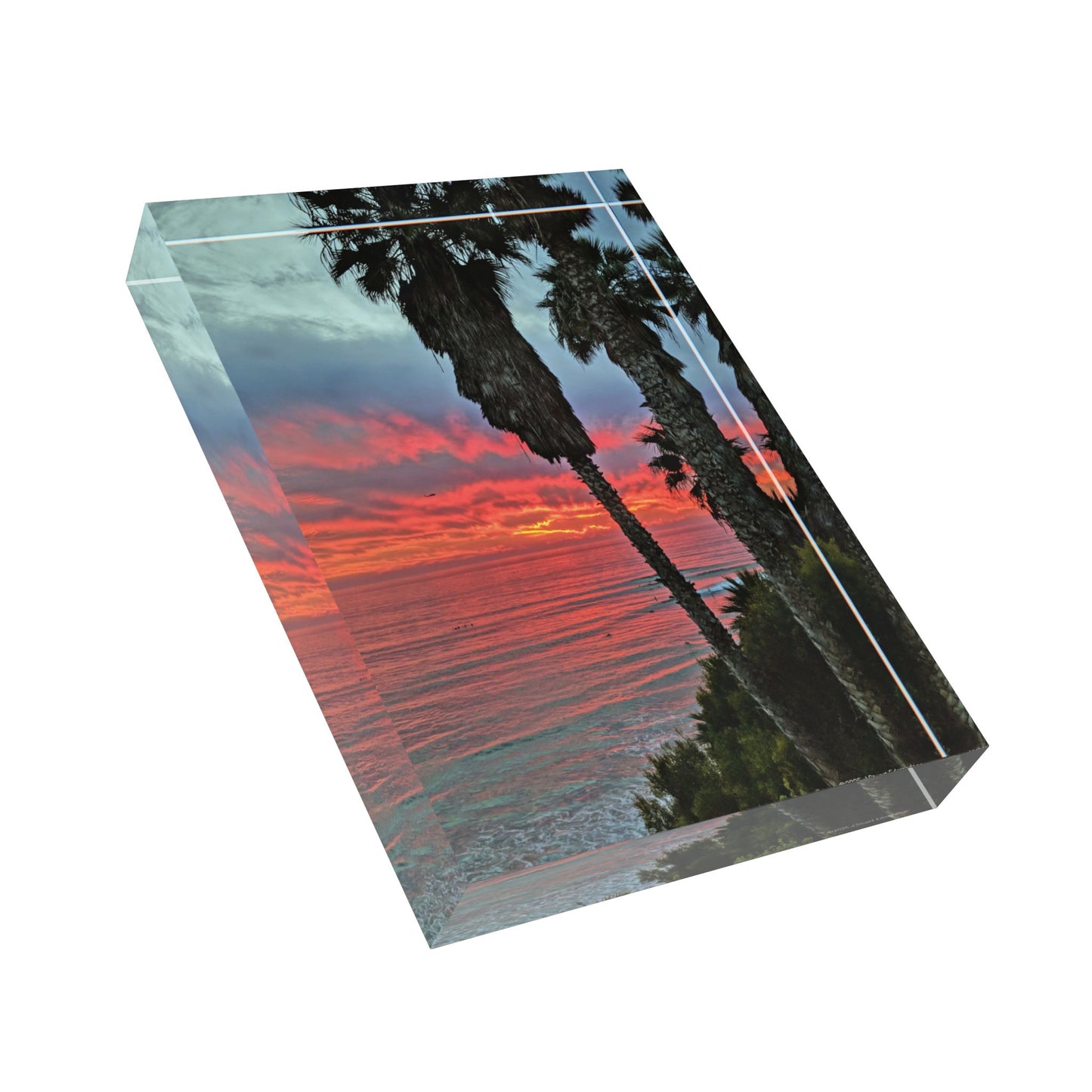 Swamis Vibe Surf and Sunsets Swamis Palm Tree Sunset #8. Sunset Palm Photo Block | Tropical Home Decor, Beach Wall Art, Gift for Nature Lovers, Photo Display, Summer Vibe
