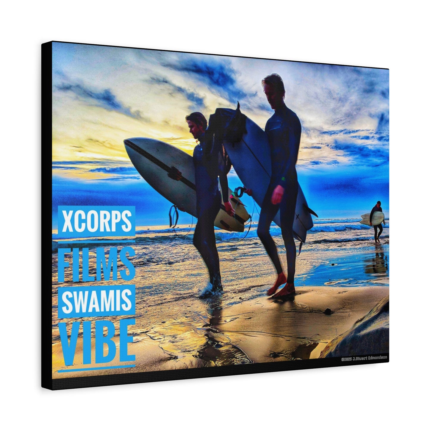 Swamis Vibe Encinitas California JSE Photograph #341 Blue Sunset Surfers Surfing Vibe Canvas Art, Beach Decor, Coastal Wall Art, Surfer Home Decor, Ocean Inspired Art, Summer Aesthetic