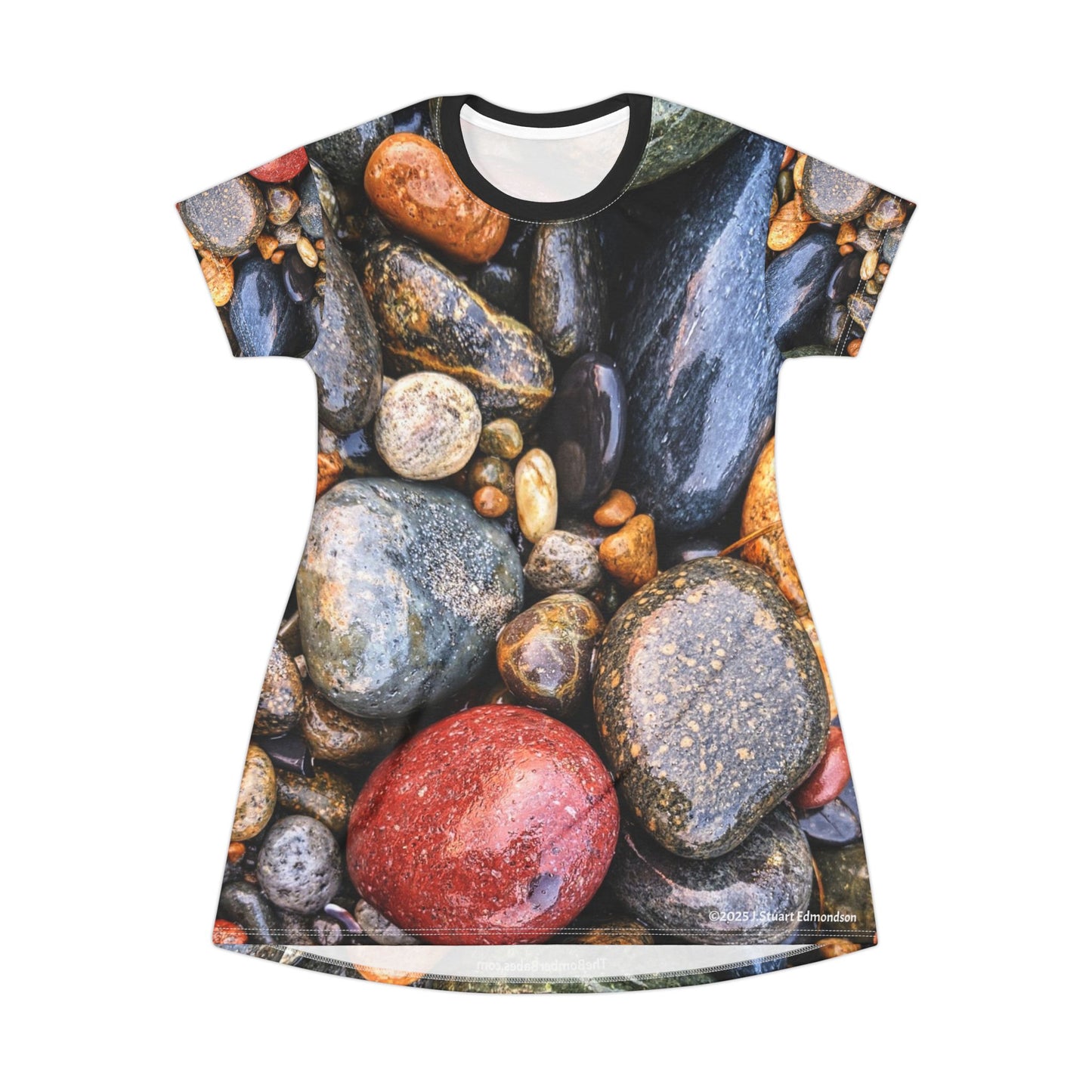 Swamis Vibe Stone T-Shirt Beach Dress #10. Swamis Ancient River Rocks Artistic Nature T-Shirt Dress. Geological T-Shirt Dress, Rock Pattern Dress, Nature Lovers Apparel, Boho Style Dress, Fashion