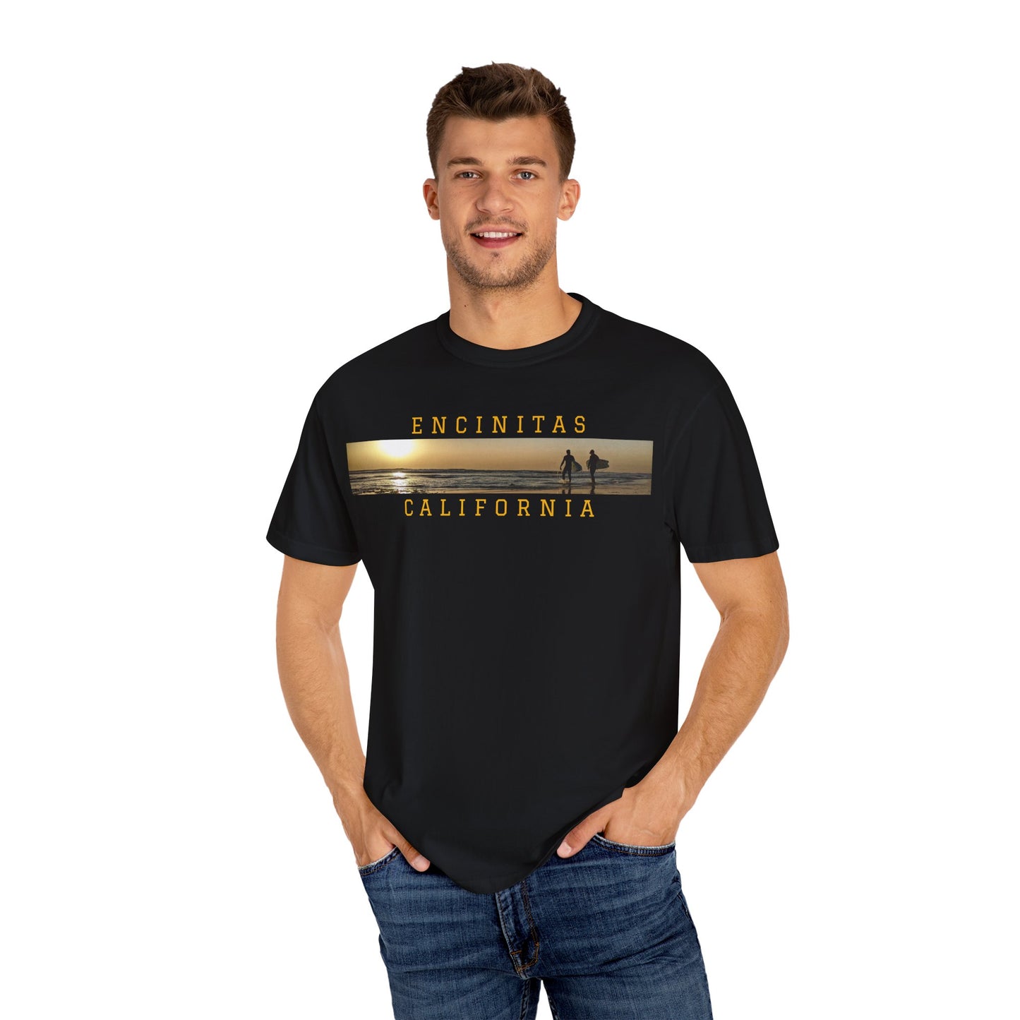 Swamis Vibe Encinitas California JSE Designs #517 Swamis Vibe Surf Film Unisex Tee Shirt, Summer Clothing, Gift for Surfers, Unisex Beach Tee, Casual Wear, Vacation Shirt, Encinitas Style