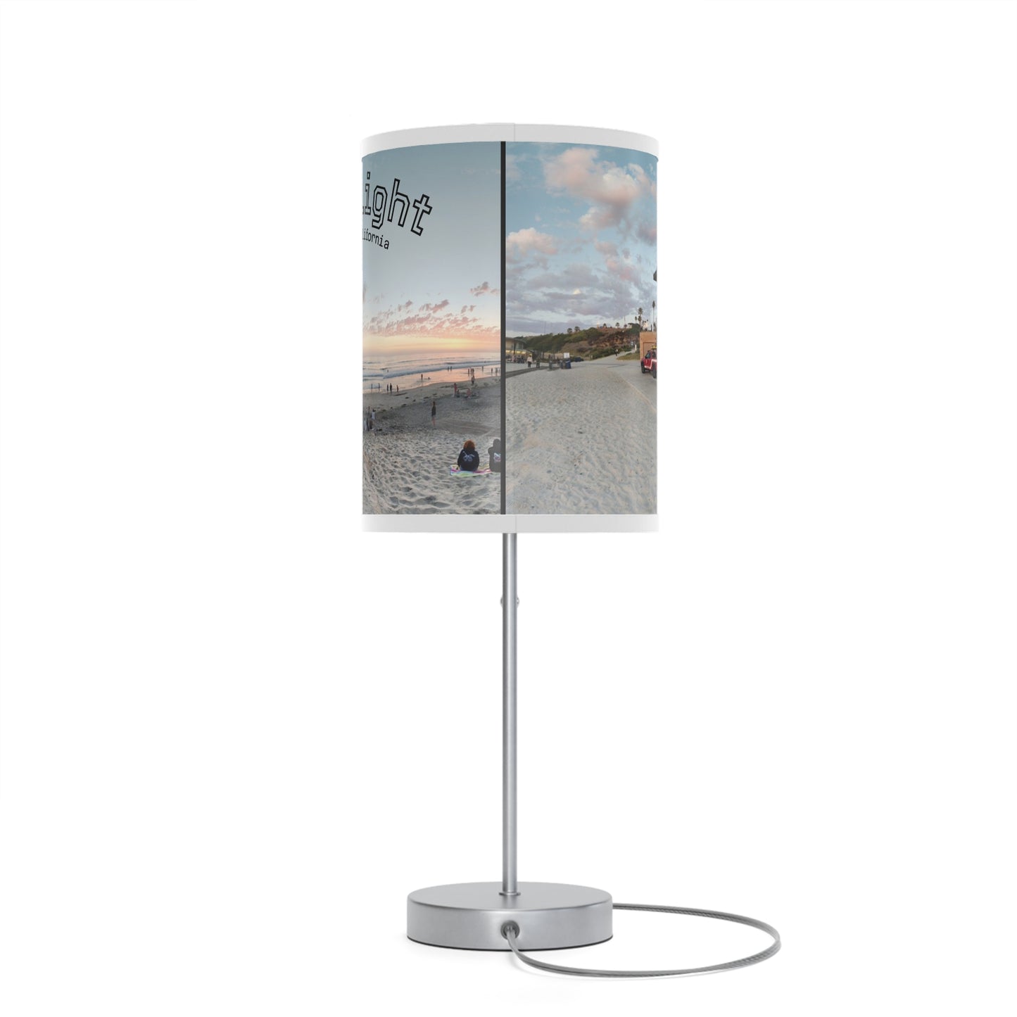 Swamis Vibe MoonLight Beach Table Desk Lamp #402 Featuring Panorama Moonlight Beach Lifeguard Station Sunset