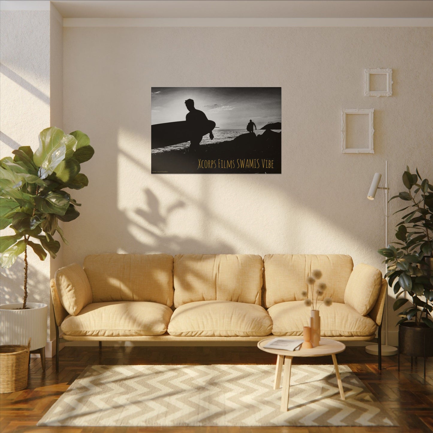 Swamis Vibe Encinitas California JSE Photograph #1029 Swamis Surfers Silhouettes Surfing Art Print, Black-and-White Canvas Wall Decor, Beach Vibe, Surf Culture Home Decoration, Gift for Surfers, Beach Lovers