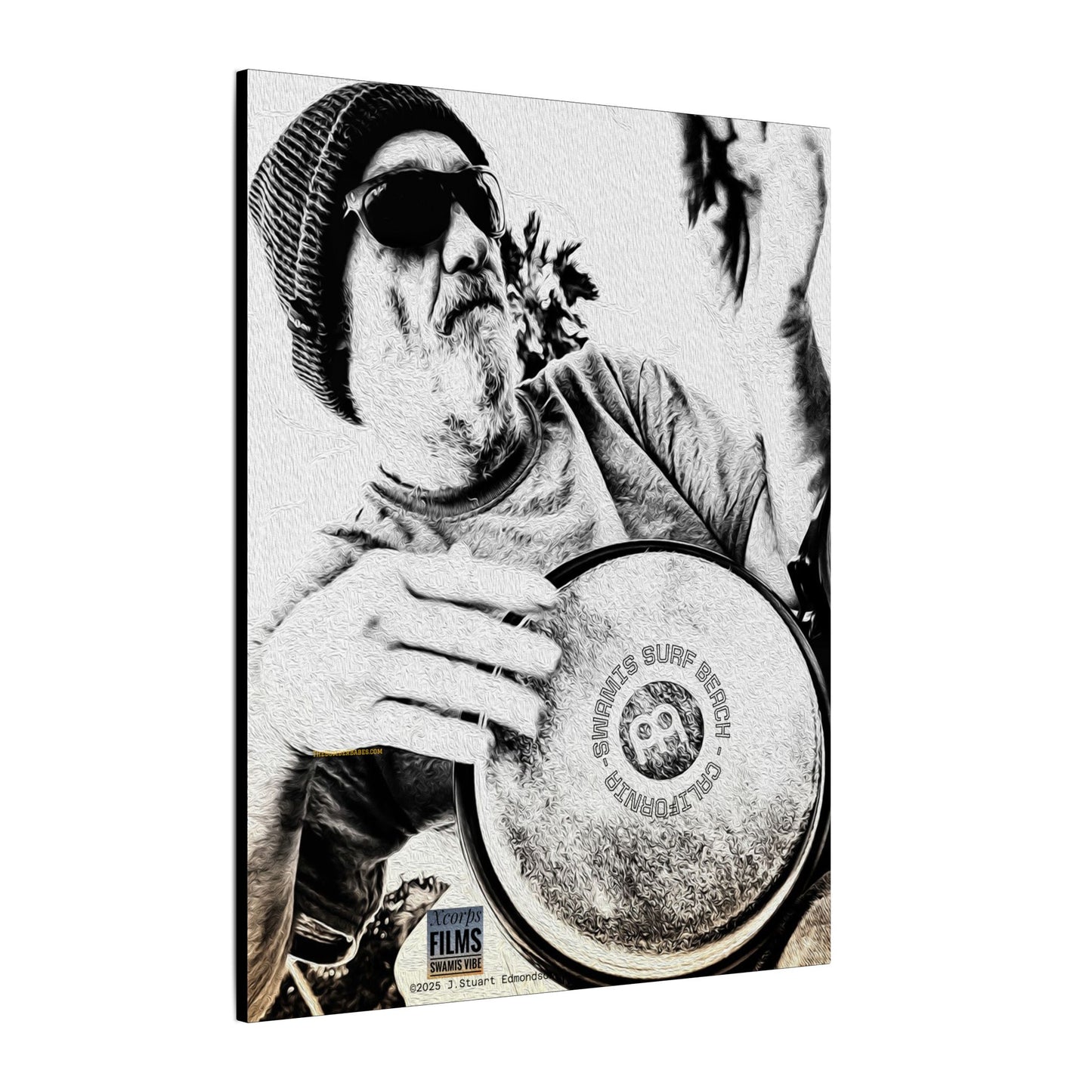 Swamis Vibe Encinitas California JSE Designs #124. Drum Beat Canvas Boxed Photo Prints- San Diego, California Surfing Beach Design, Drummer, Musician