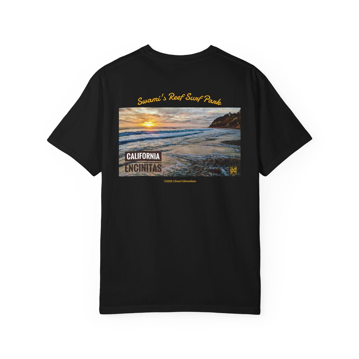 Swamis Vibe Encinitas California JSE Designs #1229 Swamis Vibe Film Unisex Sunset Surfer Tee Shirt California Sunset Garment-Dyed T-Shirt | Beach Vibes Tee | Unisex Summer Fashion | Gift for Travelers, Nature Lovers, Friends