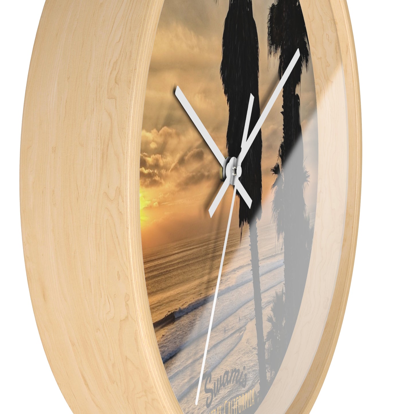 Swamis Vibe Encinitas California JSE Designs Swamis Surfing Sunset Wall Clock #2. Palm Trees Wall Clock, Coastal Decor, Home Wall Art, Beach Vibes, Unique Gift for Beach Lovers